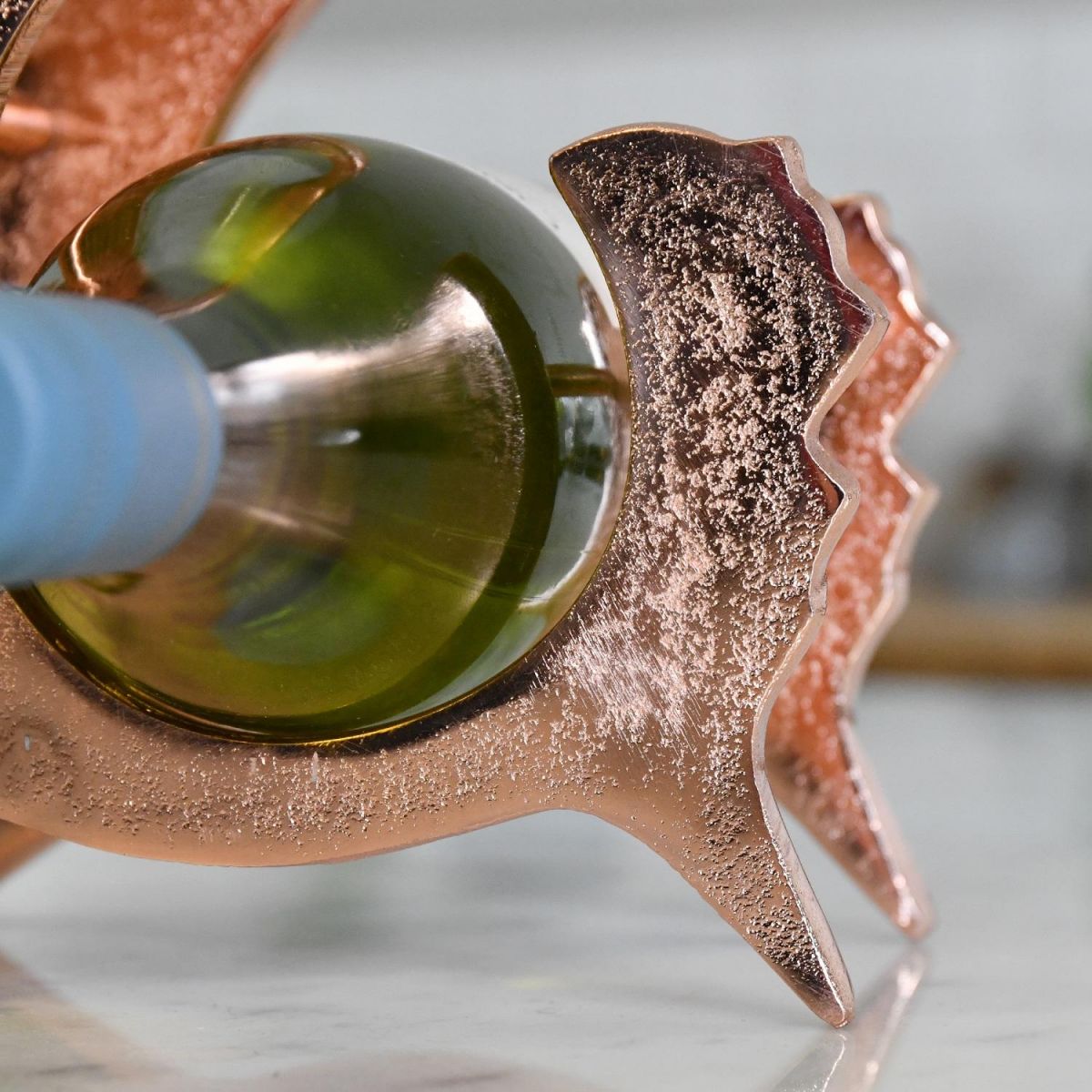 Close up of wine rack with bottle 