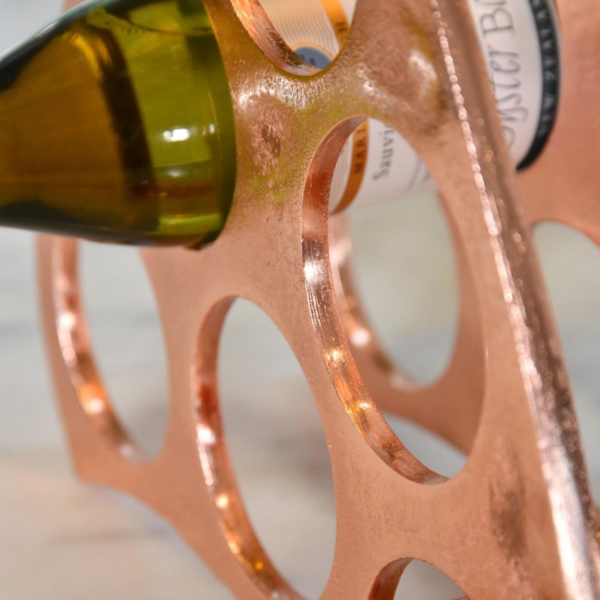 Close up of "Wine Lodge" Wine Rack with Bottle Holder 