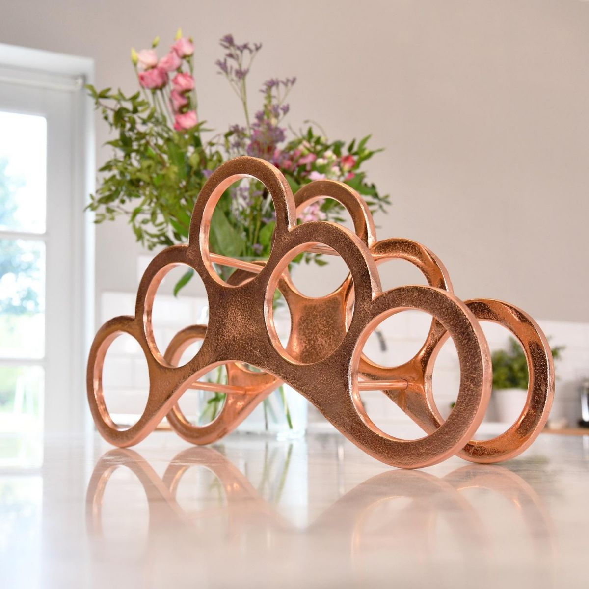Side view of Copper " The Arch" Wine Rack 