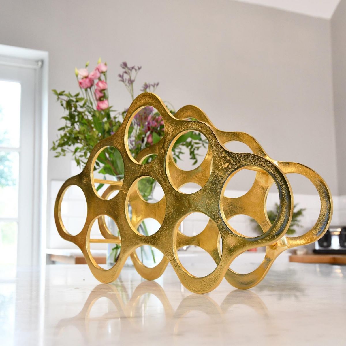 Side view of "Cloud" Wine Rack on Kitchen Counter 