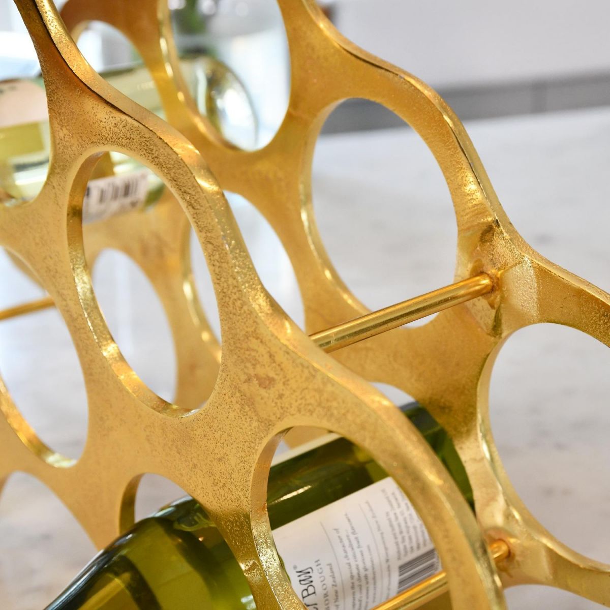 Side view of Gold "Cloud" Wine Rack 