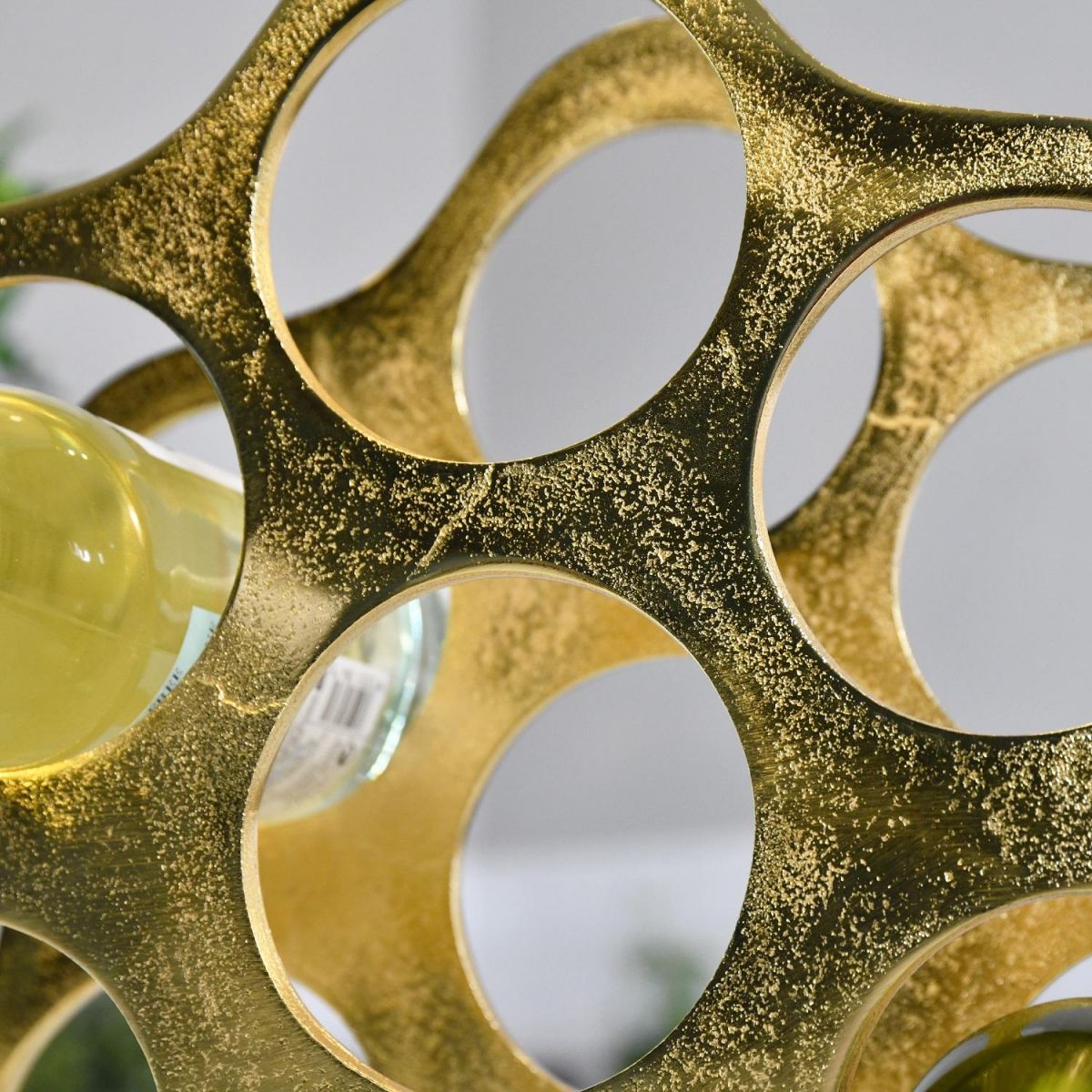 Close up of Gold Wine Rack in Situ 