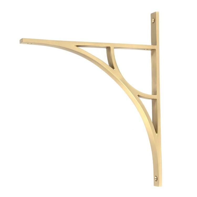 Satin Brass "Ascension" Arched Crescent Shelf Bracket - 314mm x 250mm