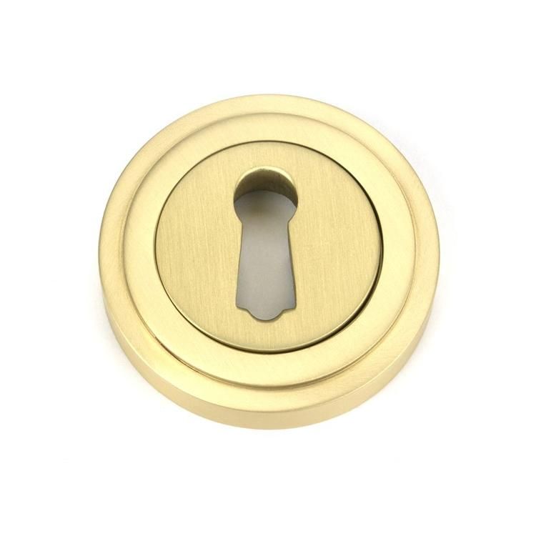 Satin Brass "Circular" Art Deco Escutcheon - 53mm x 11mm Satin Brass "Circular" Art Deco Escutcheon - 53mm x 11mm