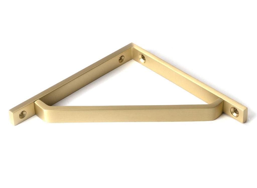 Close-Up of Satin Brass "Emmanuel" Modern Shelf Bracket - 150mm x 150mm