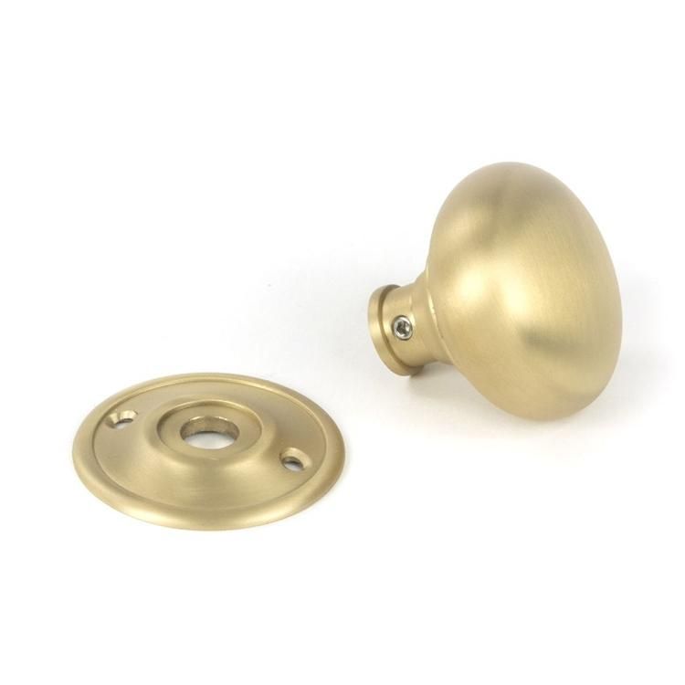 Unattached Satin Brass "Mushroom Meadow" Mortice & Rim Doorknob Set