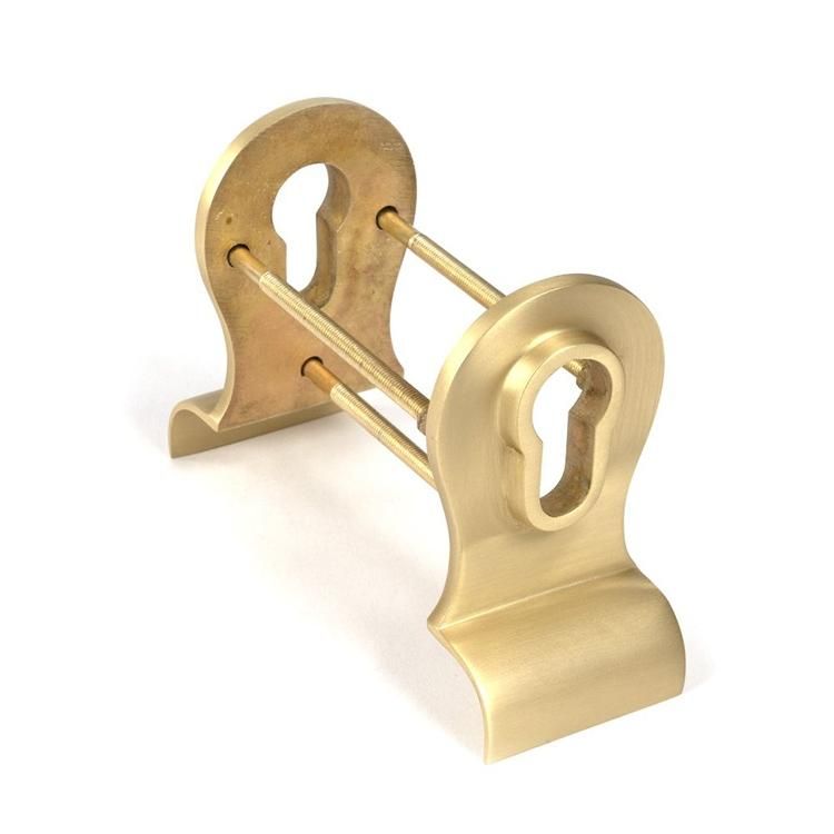 50mm Satin Brass "Roman" Euro Back-to-Back Door Pull in Situ 50mm Satin Brass "Roman" Euro Back-to-Back Door Pull in Situ