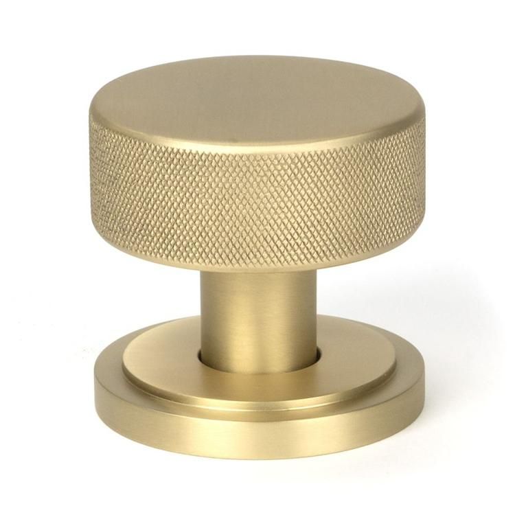 Satin Brass "Royale" Art Deco Mortice Rim Knob Set - 63mm in Situ