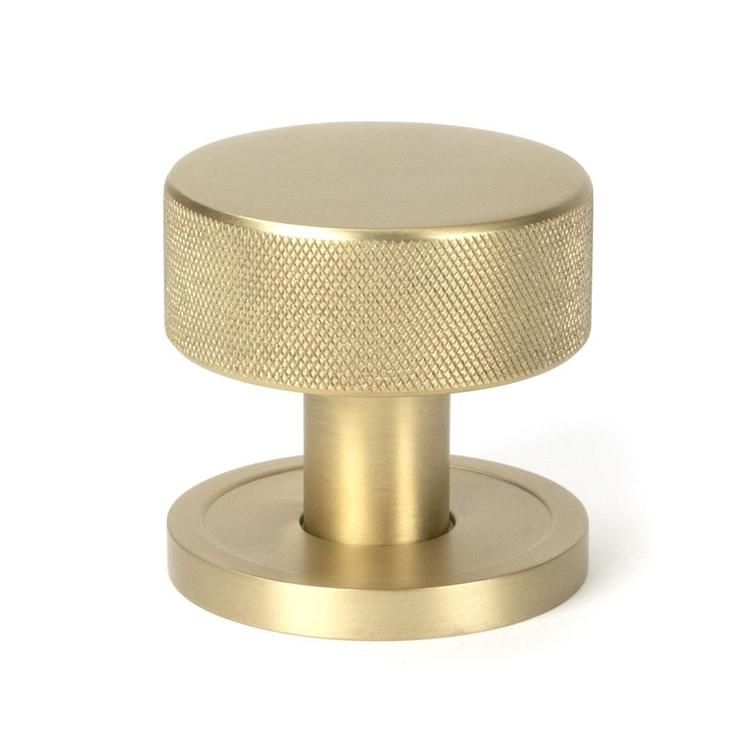 Satin Brass "Royale" Mortice Rim Knob Set - 63mm in Situ