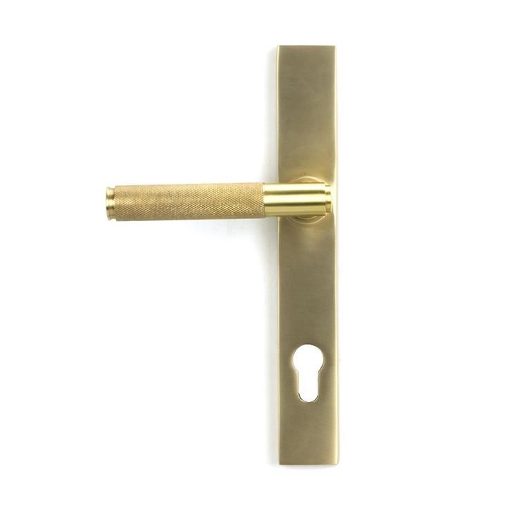 Satin Brass "Royale" Slimline Lever Door Handle & Lock Set in Aitu
