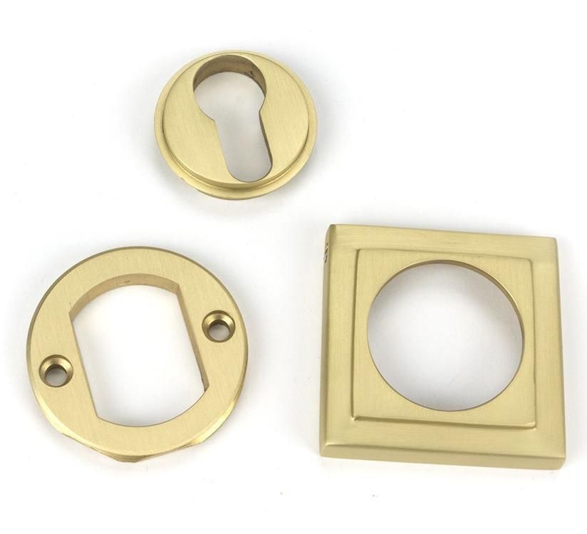 Parts for Satin Brass "Squared" Traditional Euro Escutcheon - 53mm x 11mm Parts for Satin Brass "Squared" Traditional Euro Escutcheon - 53mm x 11mm