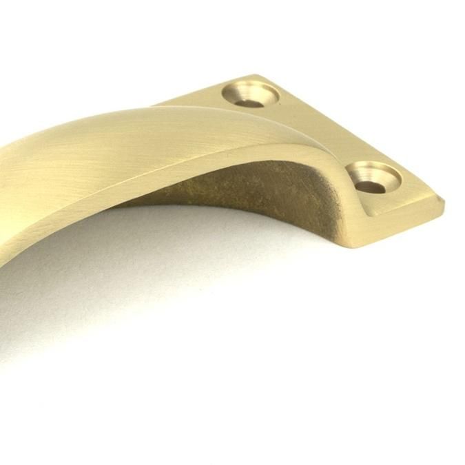 Close-Up of Satin Brass Art Deco Rectangular Drawer Pull - 100mm x 42mm Close-Up of Satin Brass Art Deco Rectangular Drawer Pull - 100mm x 42mm