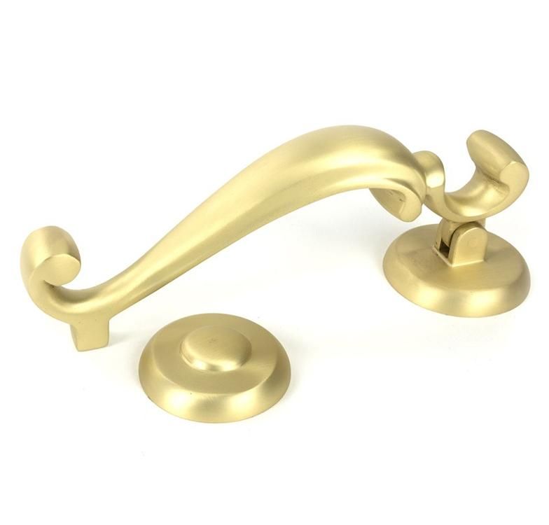 Close-Up of Satin Brass Doctor"s Style Door Knocker - 196mm x 69mm