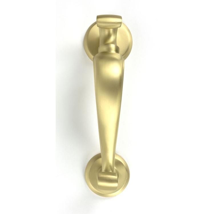 Situ Shot of Satin Brass Doctor"s Style Door Knocker - 196mm x 69mm