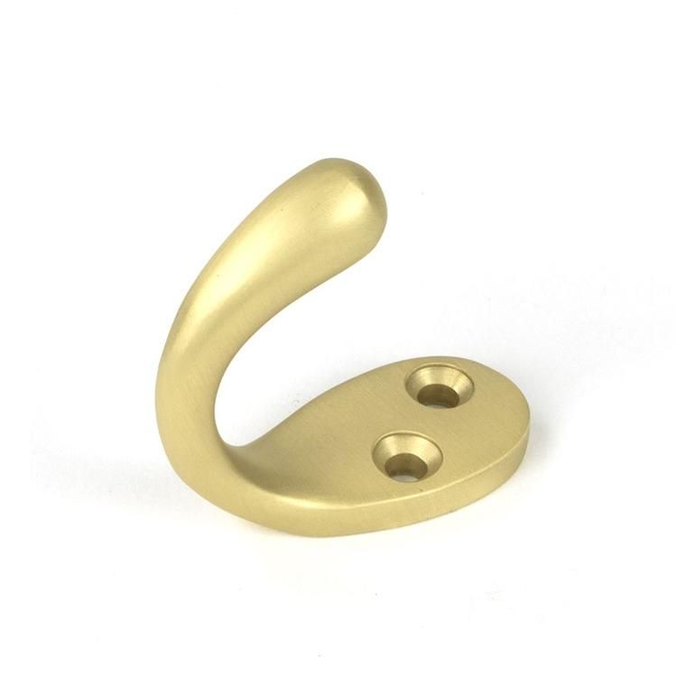 Satin Brass Single Robe Coat Hook - 42mm x 50mm
