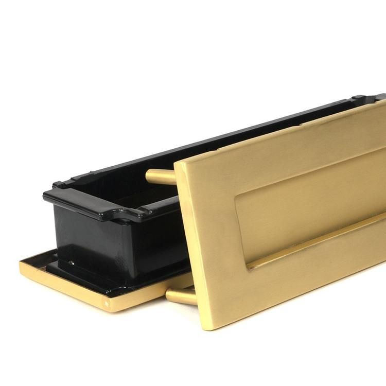 Close-Up of Inside of Satin Brass Traditional Door Letterbox