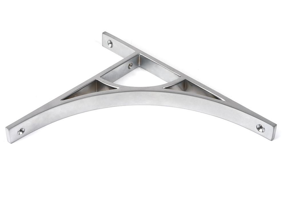 Close-Up of Satin Chrome "Ascension" Arched Crescent Shelf Bracket - 260mm x 200mm