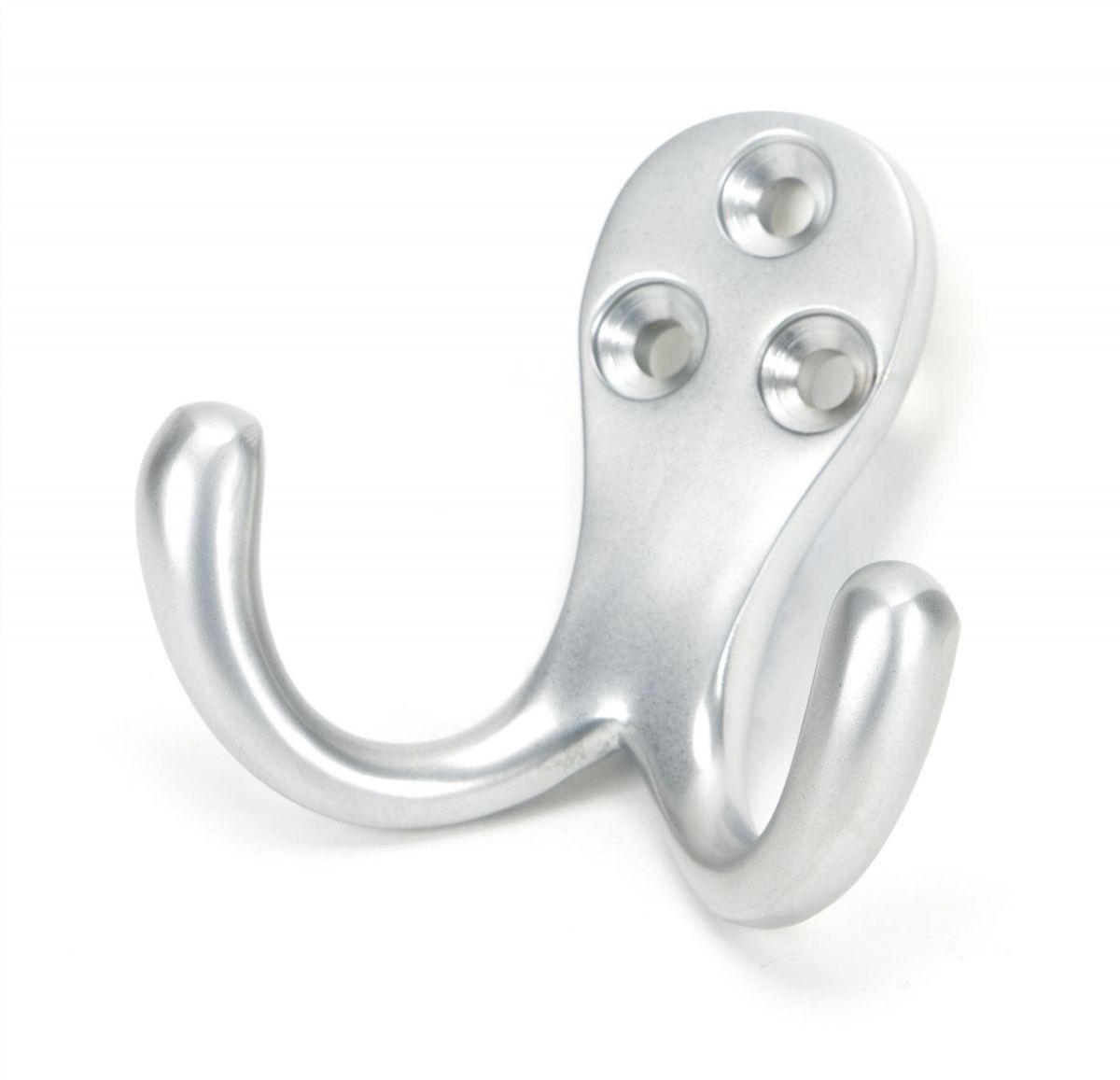 Satin Chrome Double Pronged Coat Hook