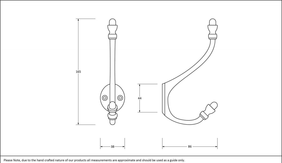 Satin Chrome Double Pronged Mushroom-Capped Coat Hook Dimensions Satin Chrome Double Pronged Mushroom-Capped Coat Hook Dimensions