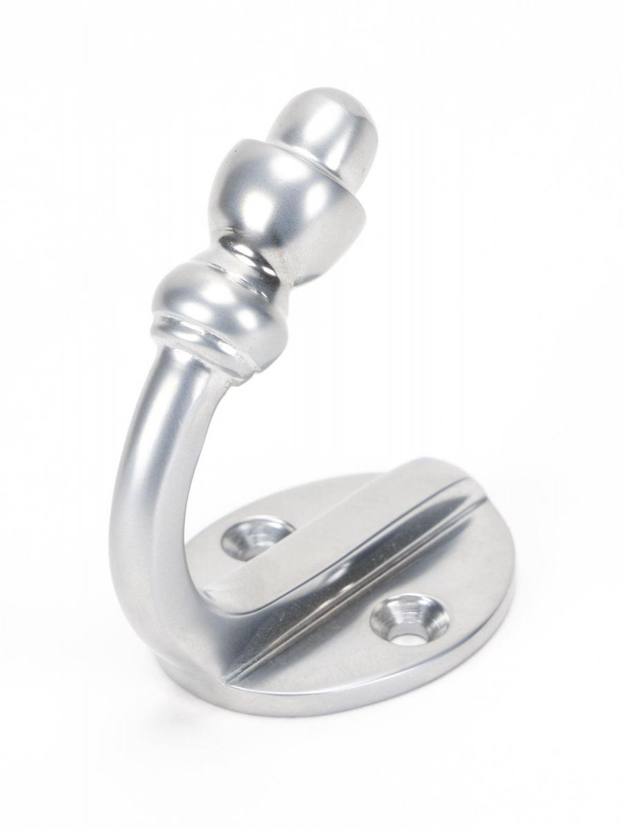 Satin Chrome Single Pronged Mushroom-Capped Coat Hook Satin Chrome Single Pronged Mushroom-Capped Coat Hook