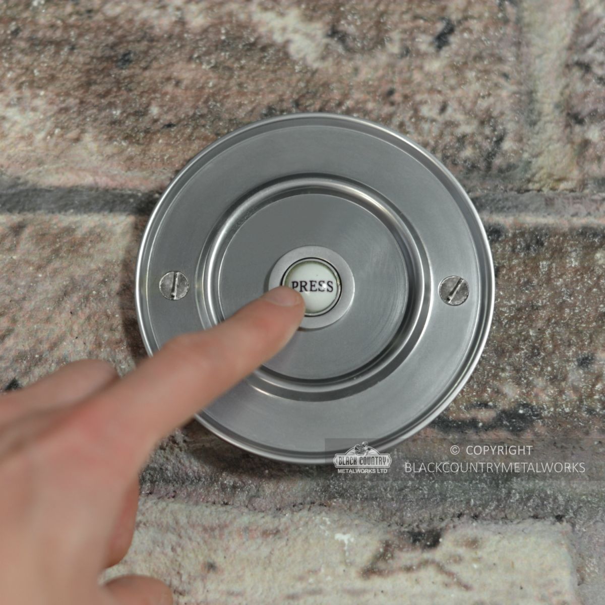 Satin Chrome Sovereign Park Classic Bell Push Scale Satin Chrome Sovereign Park Classic Bell Push Scale