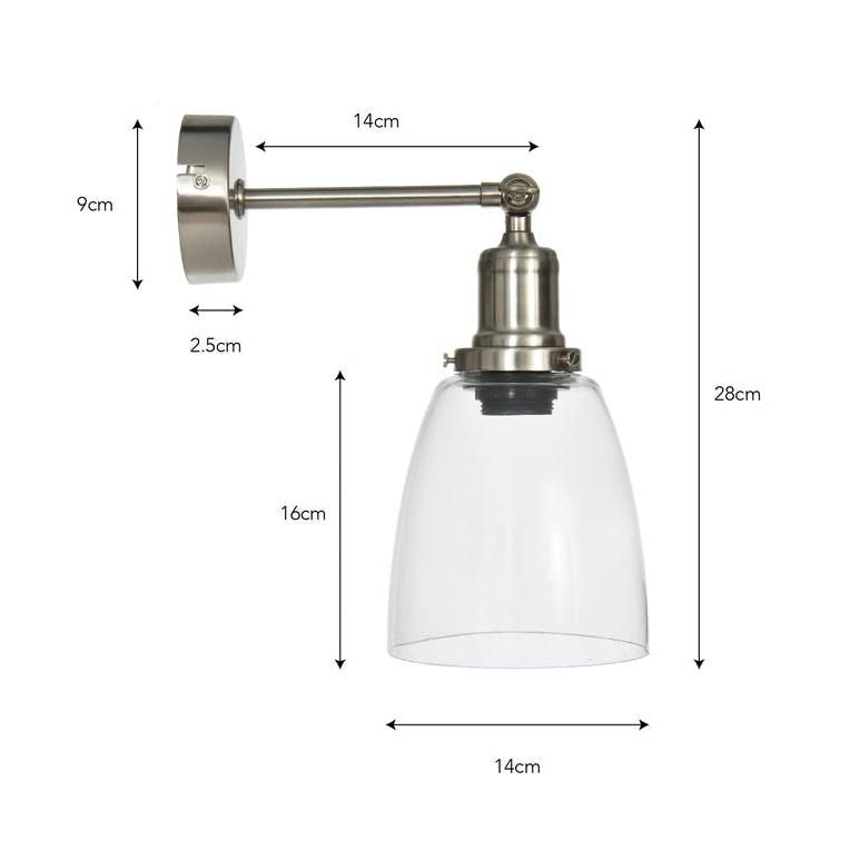 Dimensions of the Satin Nickel Adjustable Wall Light