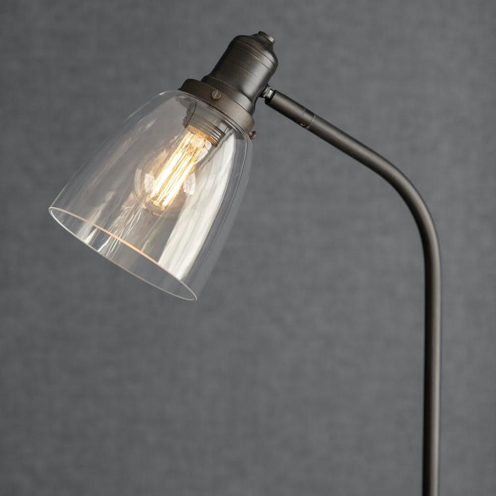 Close-up of the Head of the Antique Bronze Iron Floor Lamp