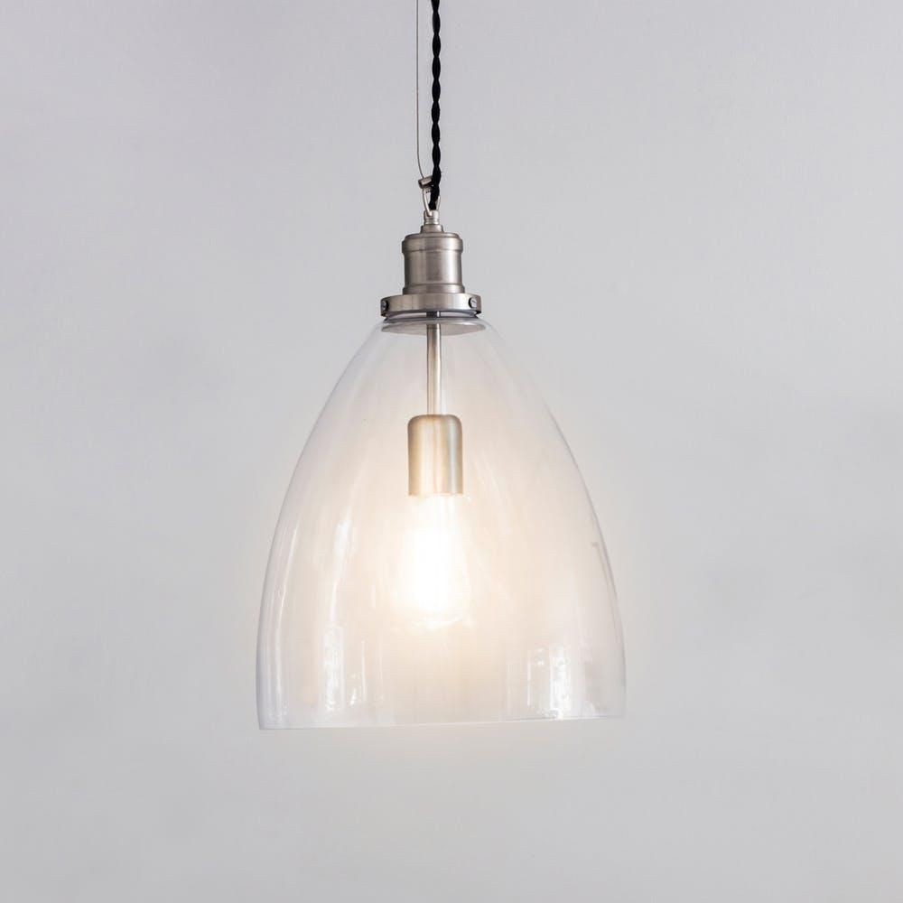 Satin Nickel Steel Bullet Pendant Light in Situ Satin Nickel Steel Bullet Pendant Light in Situ