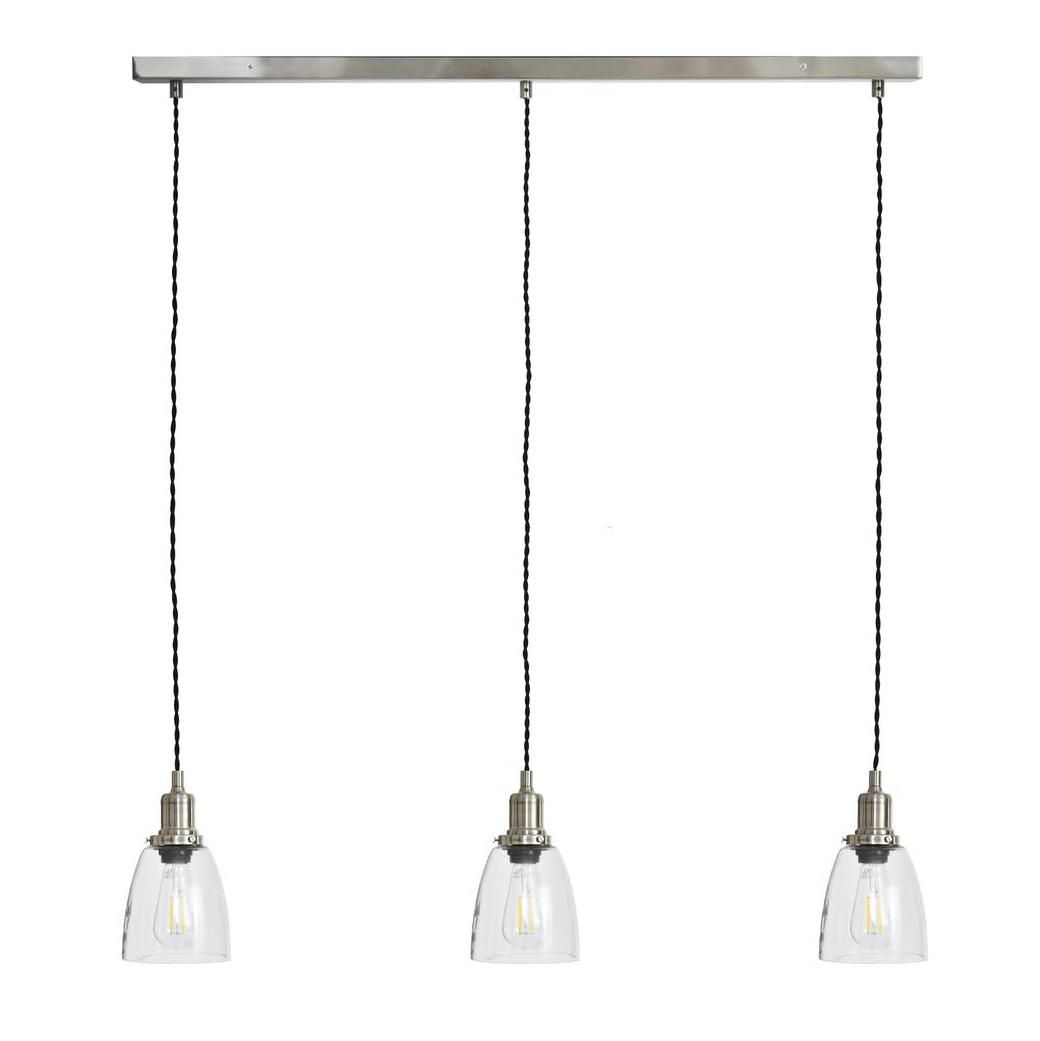 Trio Domed Cone Hanging Lights in Satin Nickel
