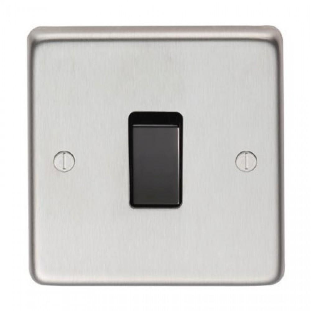 10 Amp Single Switch Light Switch Finished in a Satin Stainless Steel 10 Amp Single Switch Light Switch Finished in a Satin Stainless Steel
