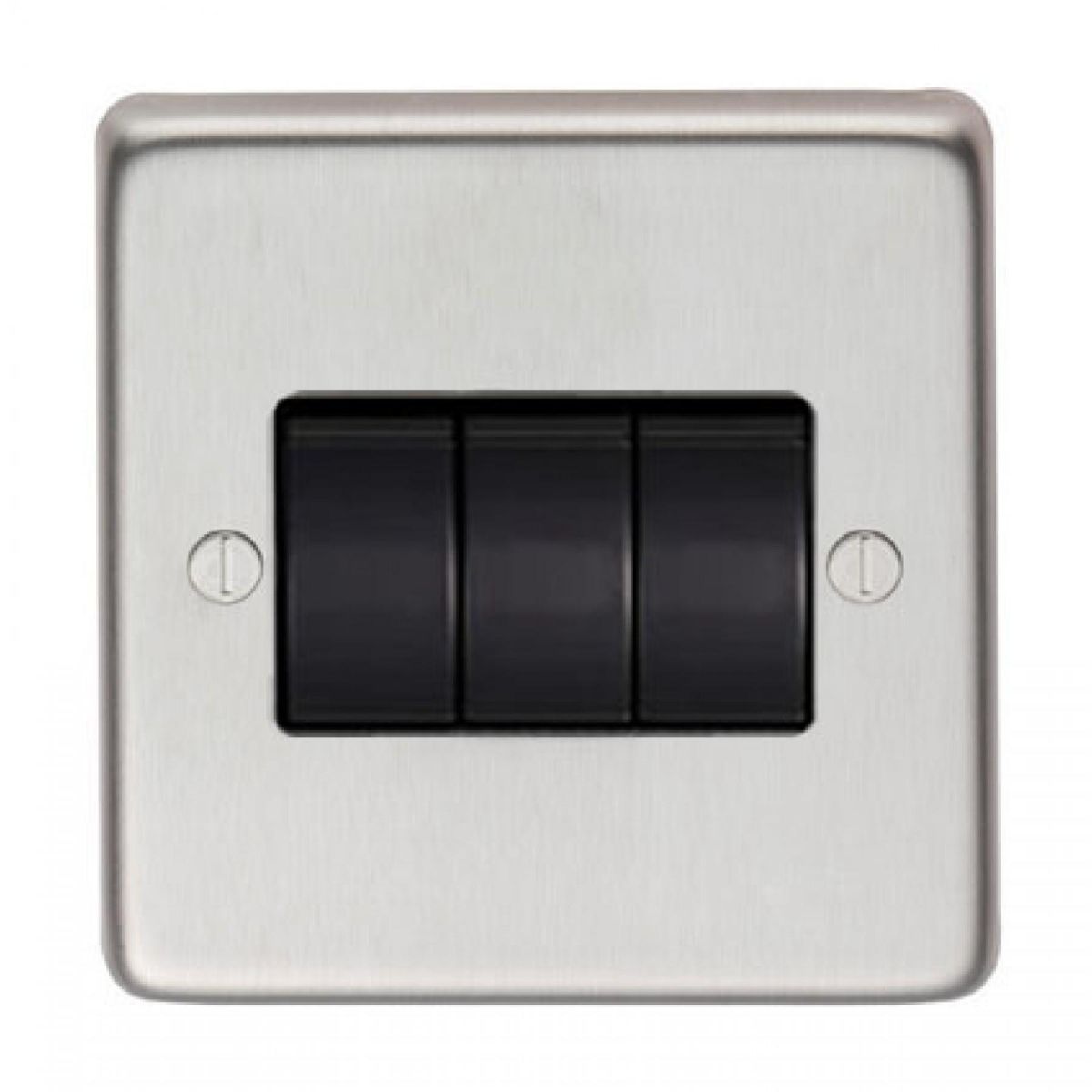 10 Amp Triple Switch Light Switch Finished in a Satin Stainless Steel
