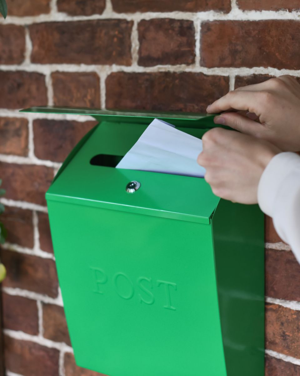 Scale Of The Letterflap On The Green Modern Post Box