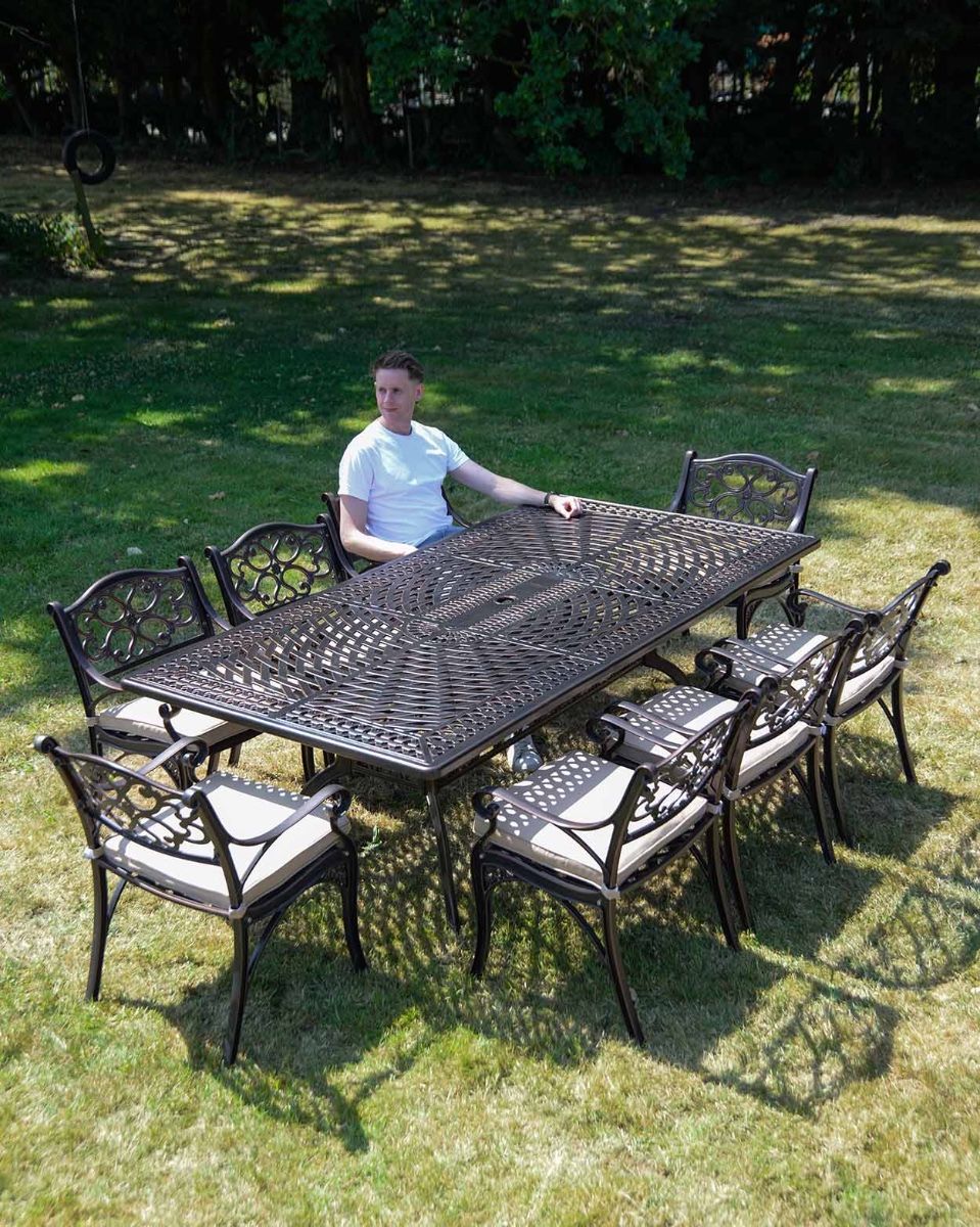 The "Verona " 8-Seater Luxury Garden Dining Set - Antique Copper Scale Shot In A Garden