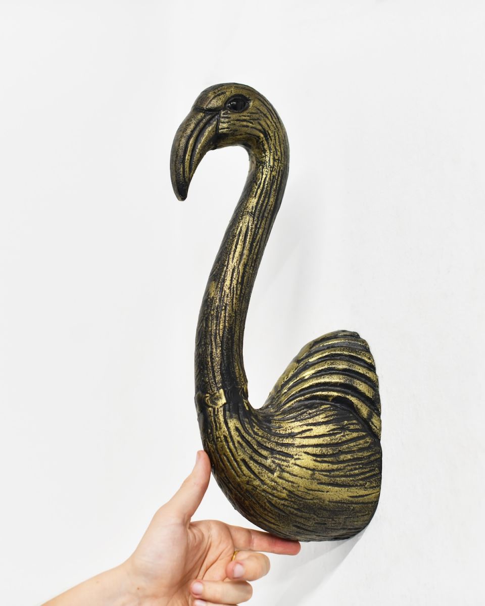Scale image of gold flamingo wall bust