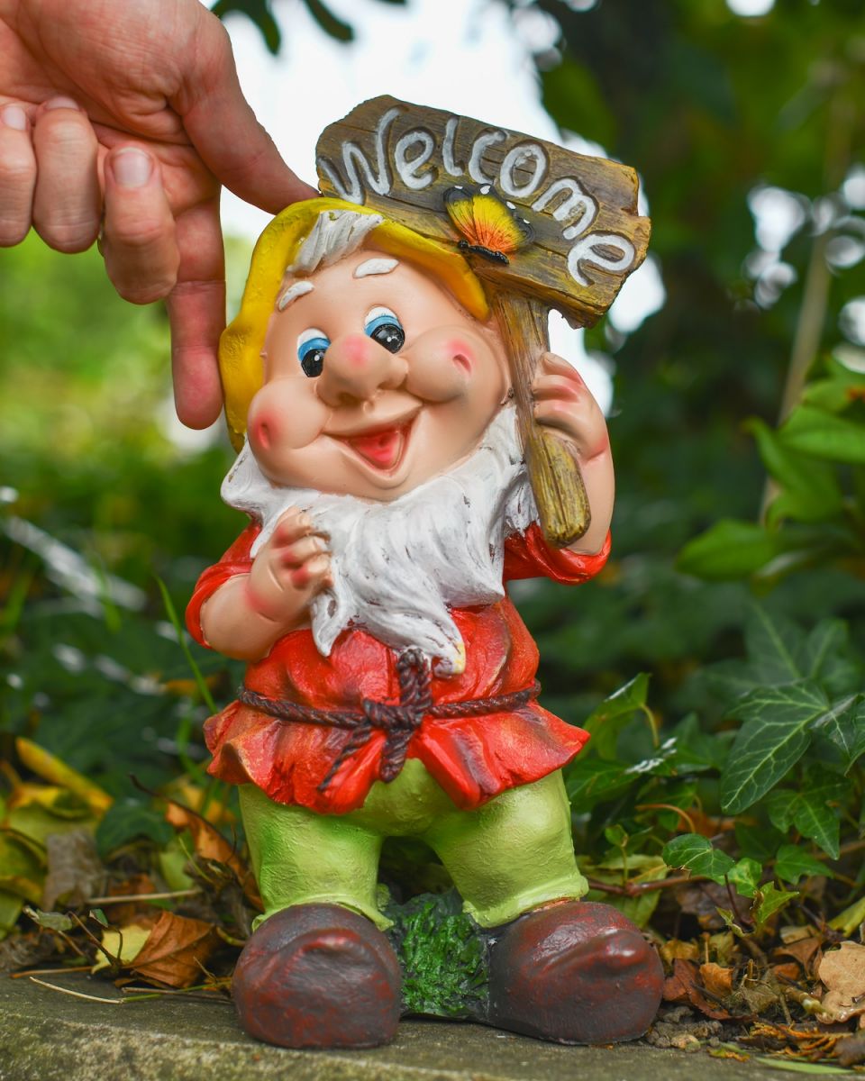 Scale image of colourful garden gnome ornament