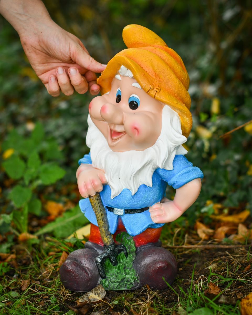 Scale image of colourful garden gnome