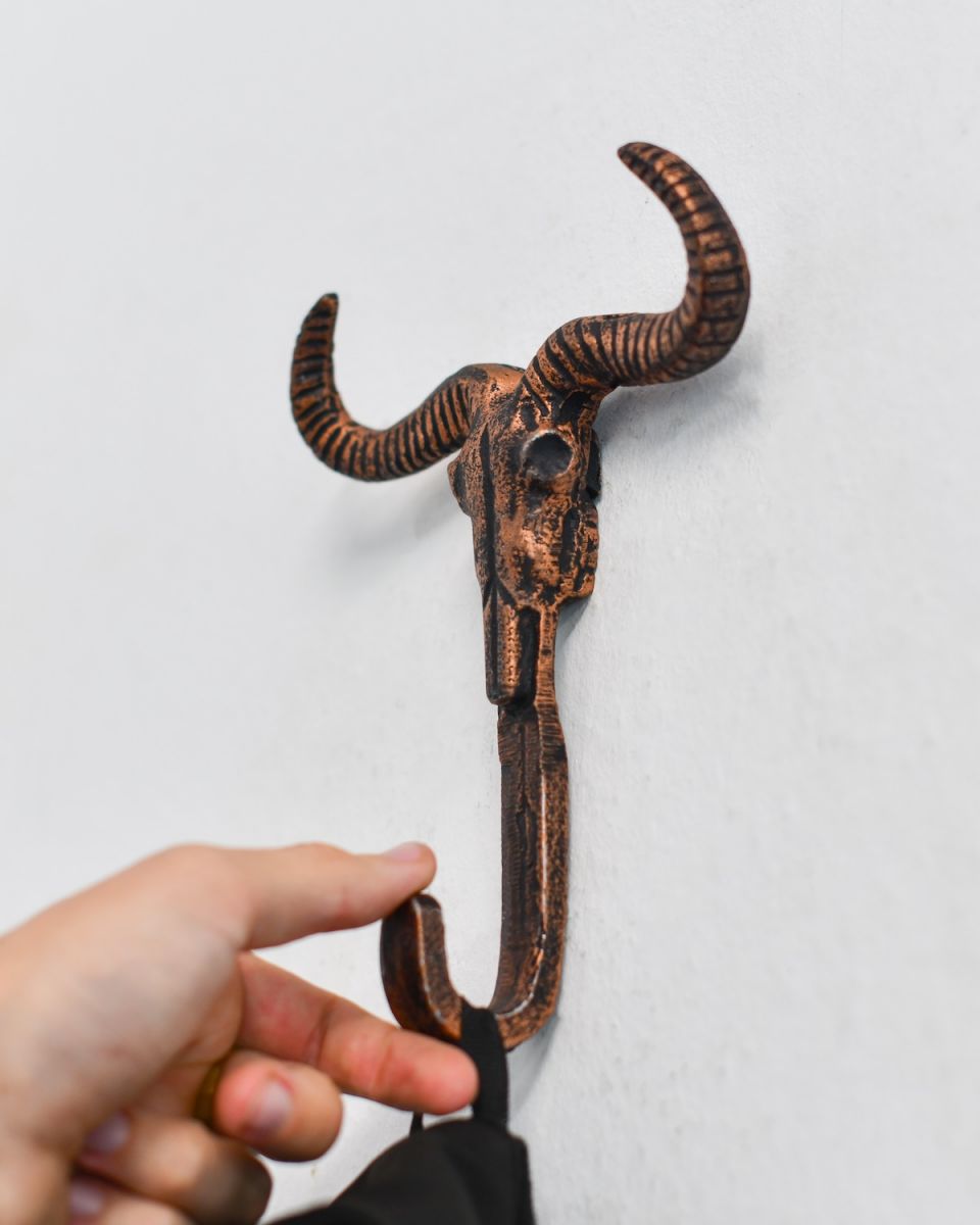 Scale image of Copper Longhorn Coat Hook Scale image of Copper Longhorn Coat Hook
