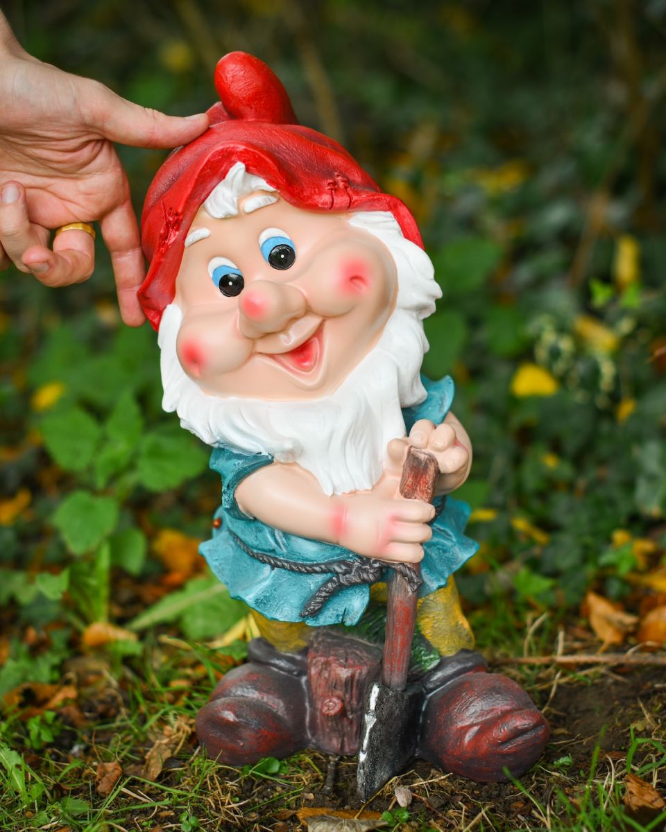 Scale image of colourful garden gnome