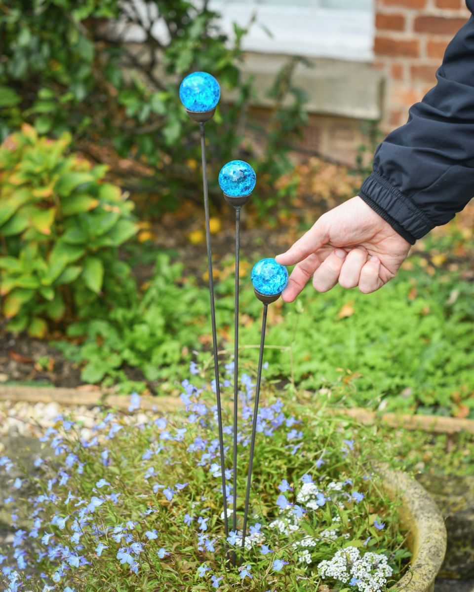 Scale image of "Glacier Ice" Triple Suncatcher Garden Stake