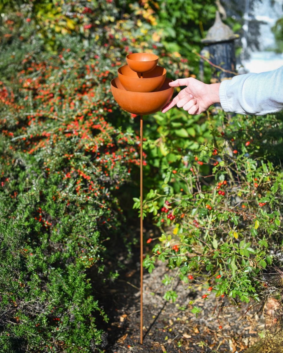 Scale image of three tiered rustic finish garden ornament