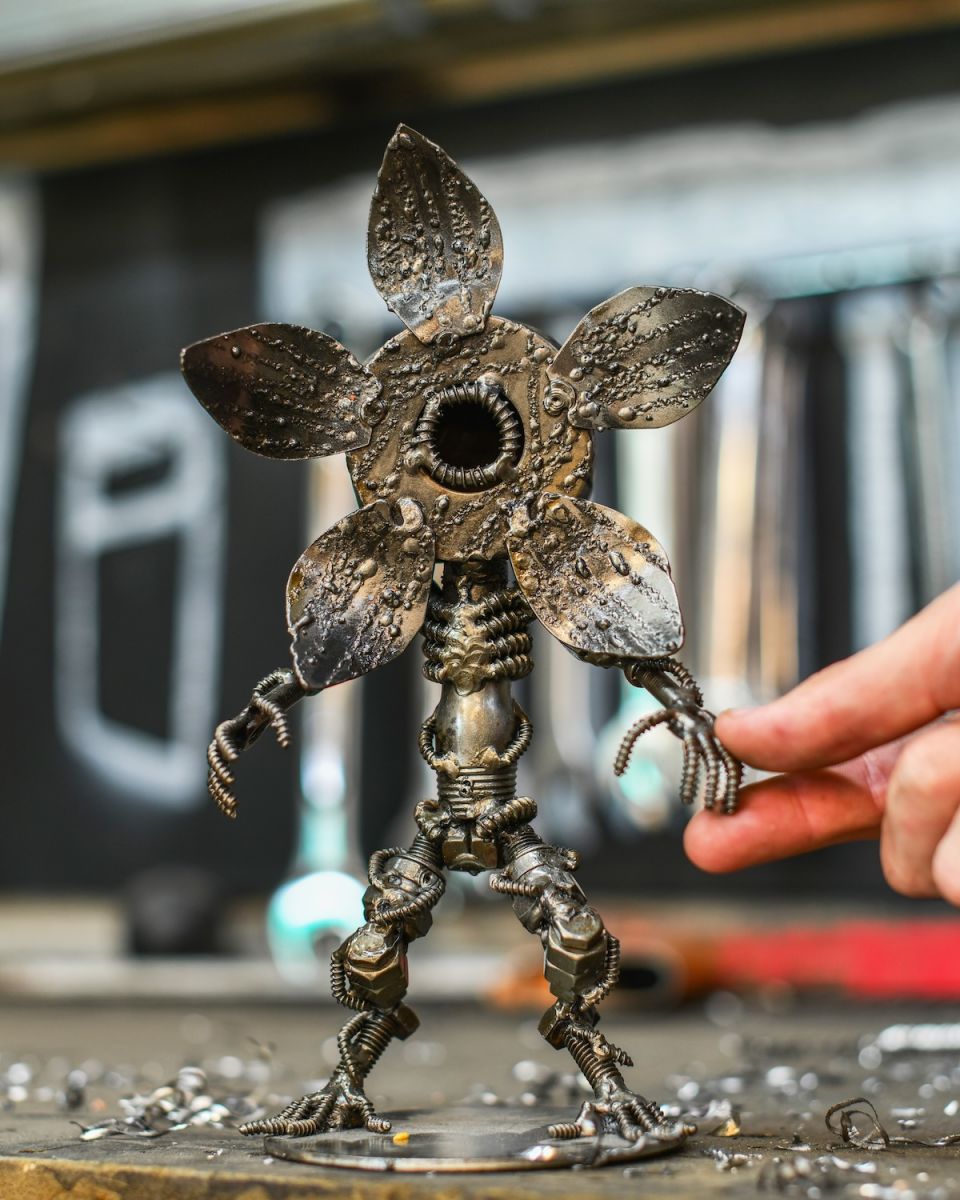Scale image of recycled metal art sculpture