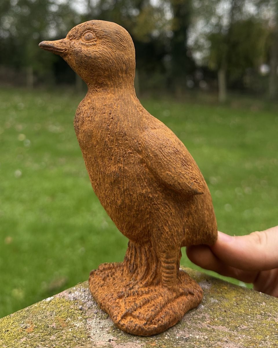 Scale image of rustic finish duck outdoor statue