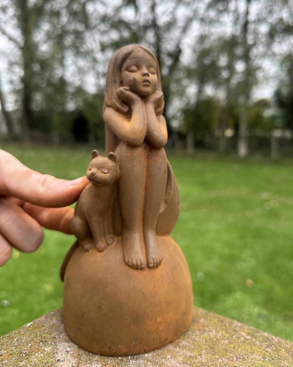 Scale image of Rustic Cast Iron "Quiet Moments" Sculpture