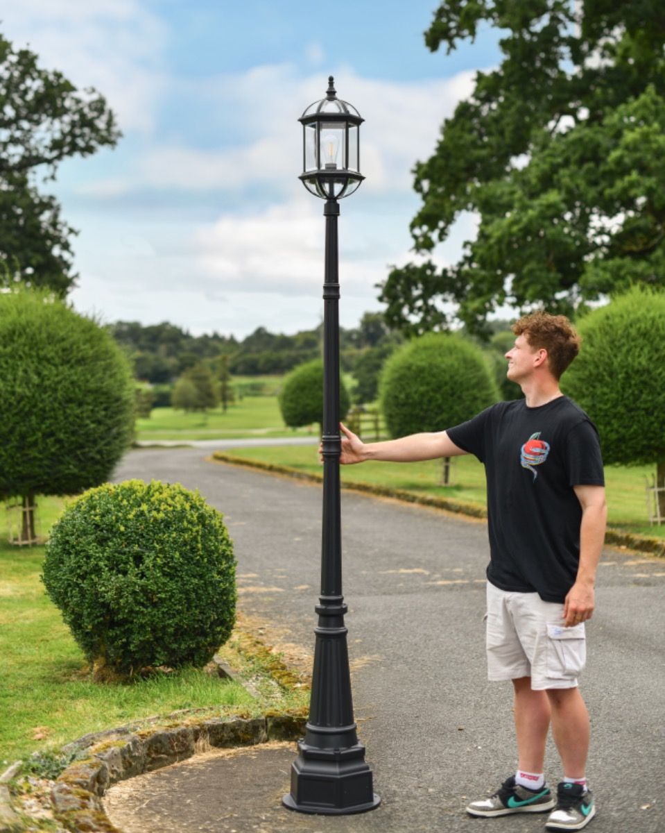 Scale of "Hemingway" Classic Bird-Cage Garden Lamp Post