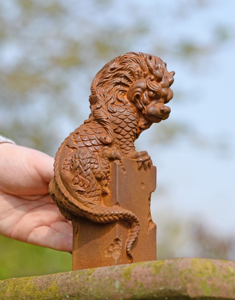 Scale of Cast Iron Fierce Chinese Dragon Sculpture