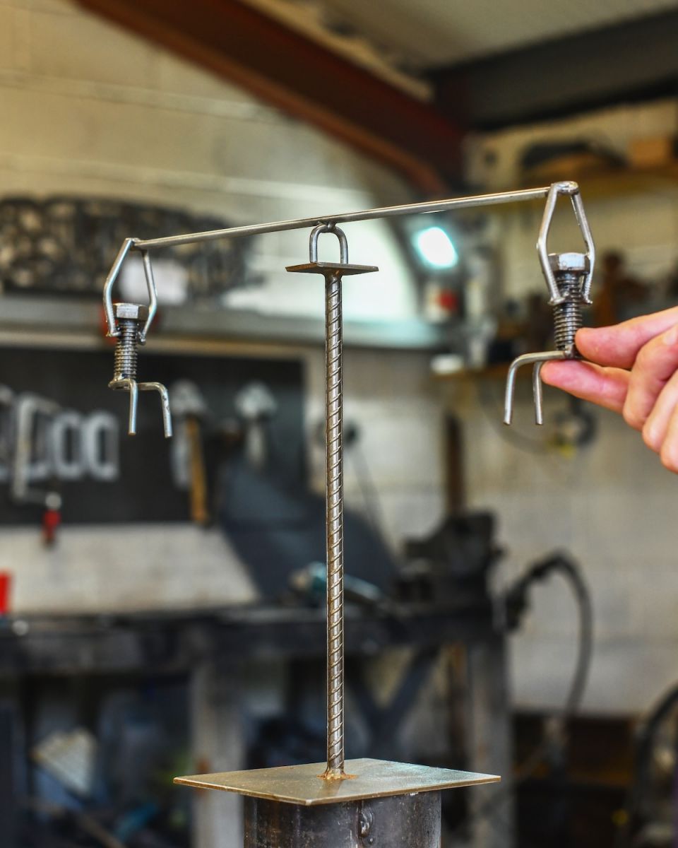 Scale image of "Holding On" Recycled Metal Sculpture Scale image of "Holding On" Recycled Metal Sculpture