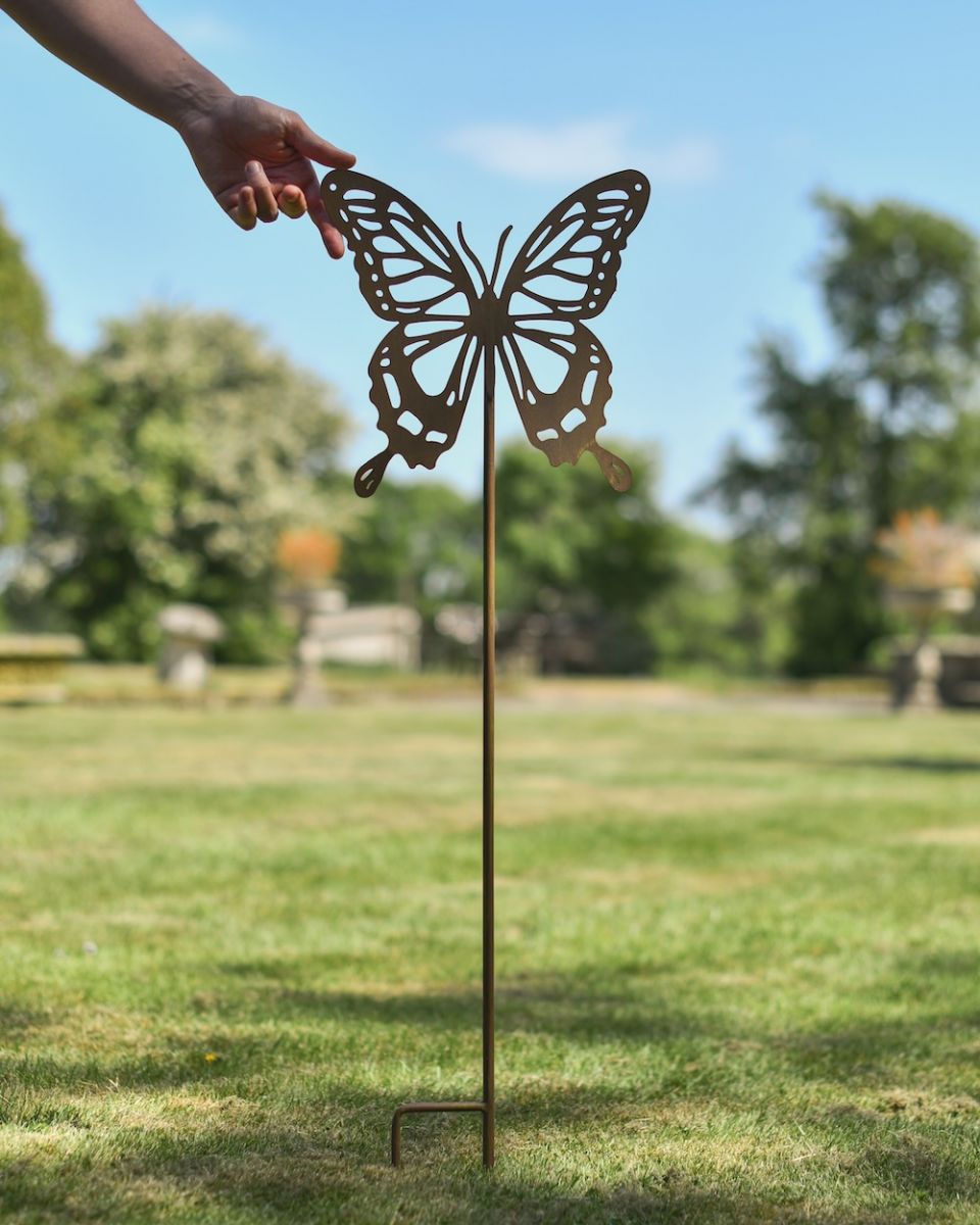 Scale image of rustic finish butterfly lawn spike