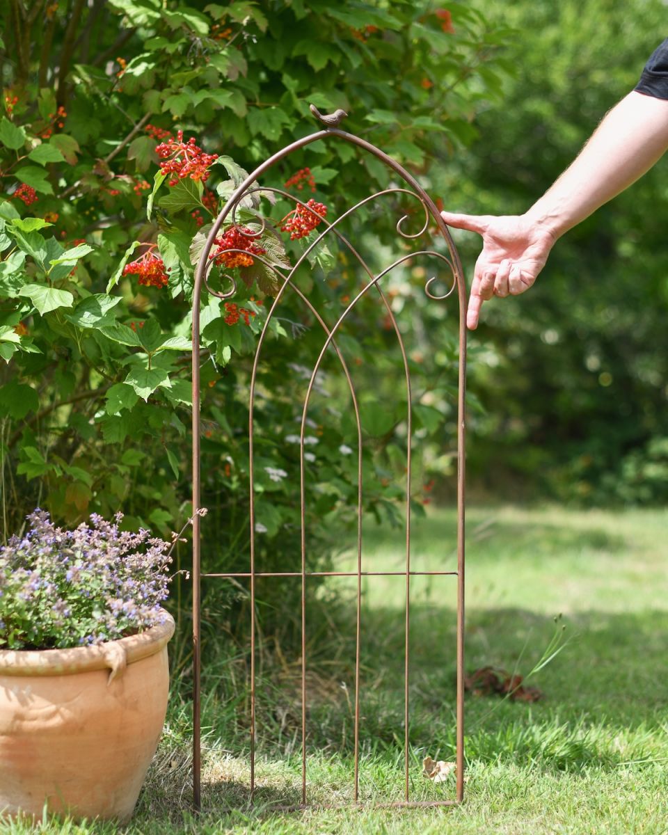 Scale image of Rustic Garden Trellis with Bird Detail Scale image of Rustic Garden Trellis with Bird Detail