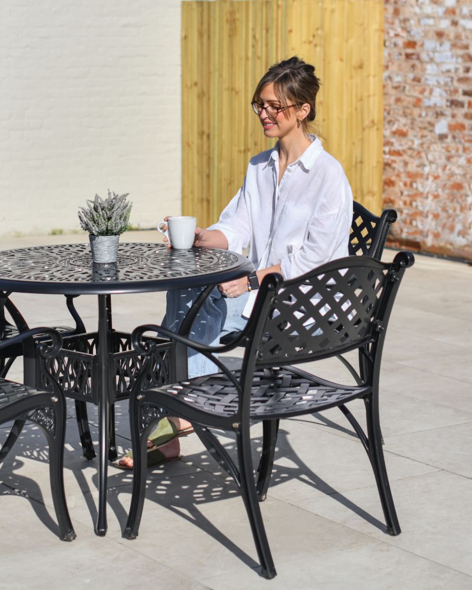 Scale Of The Aged Black "Farleigh" Four Seater Furniture Set