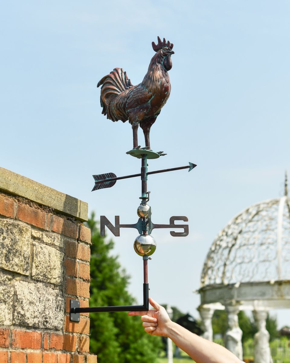 Scale image of Verdigris Rooster Weathervane